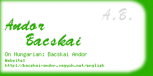 andor bacskai business card